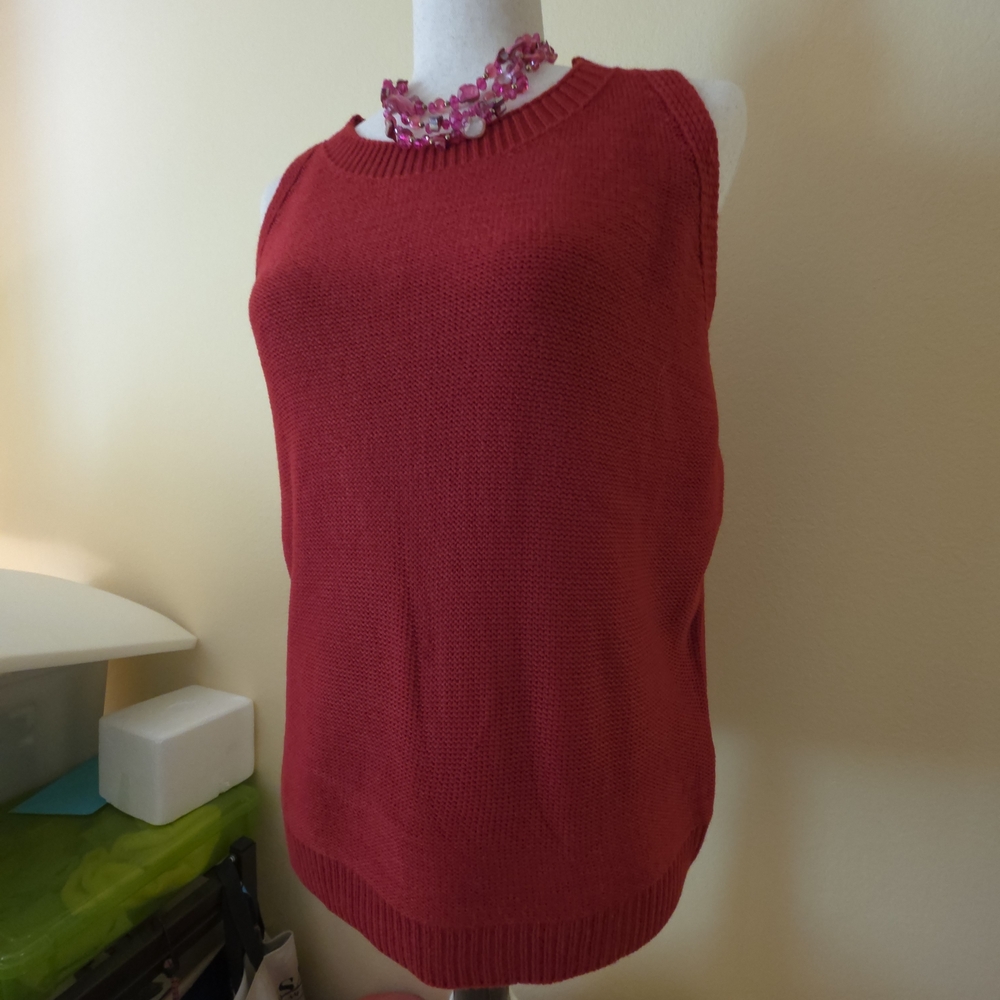 Sleeveless Knit Shell In Simply Red - Picture 1 of 4